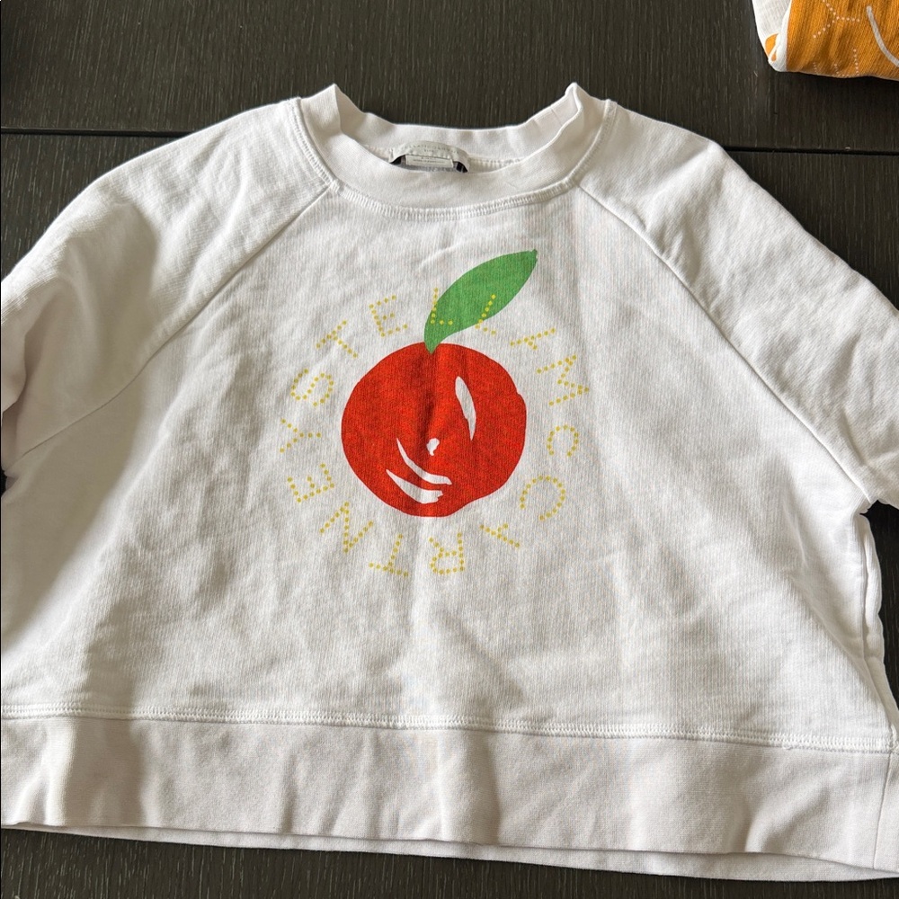 Stella Mcartney White Kids Sweatshirt with Red Apple Graphic 8Y